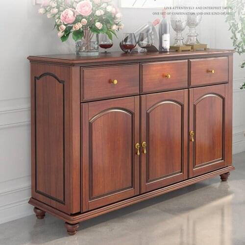 Furniture American Solid Wood Sideboard Simple Dining Room Cabinet Three-door Storage Cabinet Entrance Cabinet