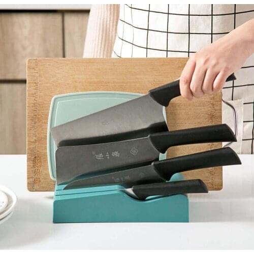 Multifunctional Knife Holder Plastic Cutting Board Rack Multi Grids Kitchen Cutlery Storage Shelf