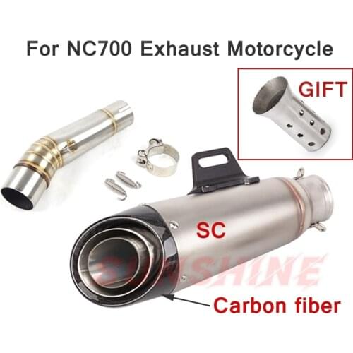 Motorcross Exhuast Motorcycle Slip on Muffler Escape Moto Mid Pipe Modified Pitbike Link For HONDA NC700 NC750X NC750 2012-2017