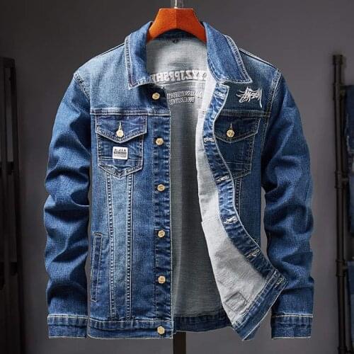 2021 Denim Jacket Autumn Mens Slim jacket Motorcyle Basic Coat Streetwear Hip Hop Bomber Coat Mens fashion jeans jacket