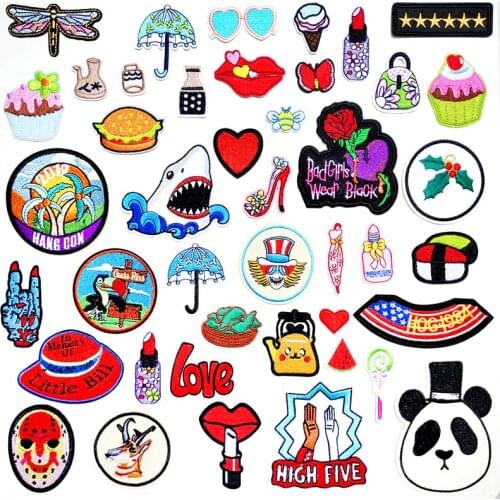 Cake Lips Hat Patches Cloth Mend Decorate Sew On Patch Clothes Apparel Sewing Decoration Applique Badges Umbrella Clown Honeybee