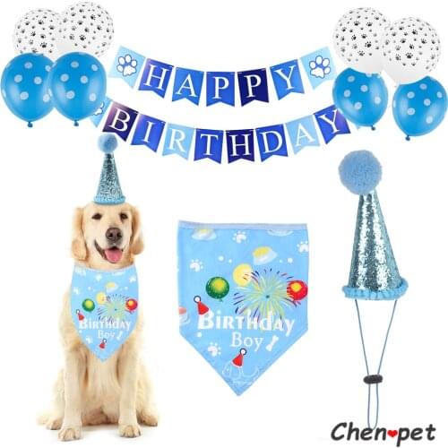 New Decorative Shiny Adjustable Pet Birthday Party Decor Cat Dog Scarf Hat Collar Banner Accessories for DIY Pet Party Supplies