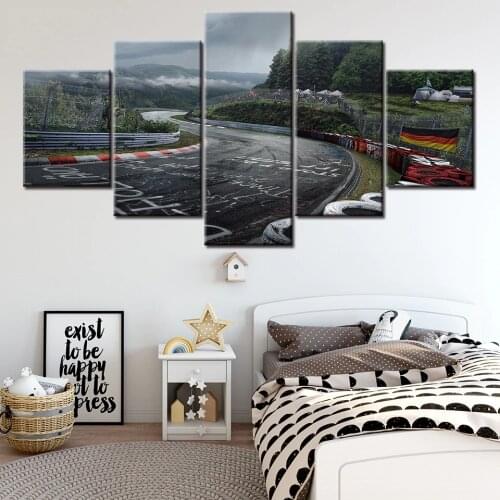 Canvas Printed Pictures Wall Art Painting 5 Panel Nurburgring Rally Road Home Decoration Module Poster For Living Room NL009