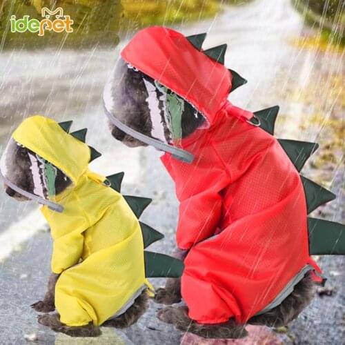 Dog Raincoat Pet Reflective Waterproof Clothes Dinosaur Costume For Small Big Dogs Rain Coat Dog Jumpsuit Outdoor Cloak Labrador