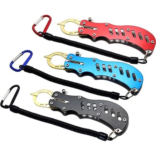 304 Stainless Steel Fish Grip Portable Fishing Gripper Tackle Pliers Fish Catcher with Retention Rope Alicate De Pesca
