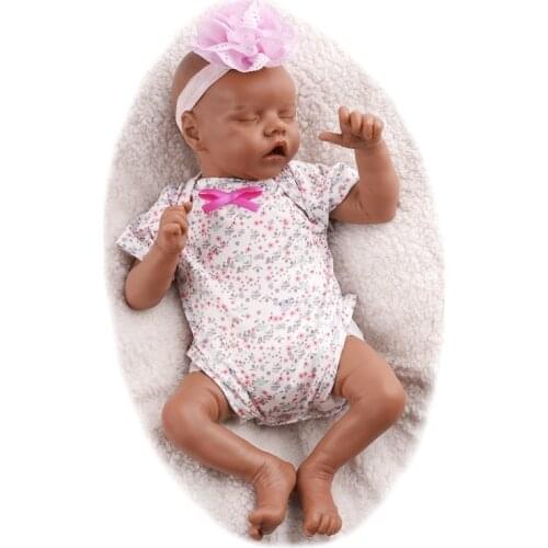 RBG 17 Inches Reborn Baby Realistic Black Doll Vinyl Dolls Soft Touch Newborn Bebe Toy Surprise Gift For Children Toys For Girl