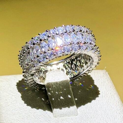 Luxury Brand 925 Sterling silver Marquise Brilliant Cut Cubic Zirconia Engagement Wedding Rings For Women Christmas gifts