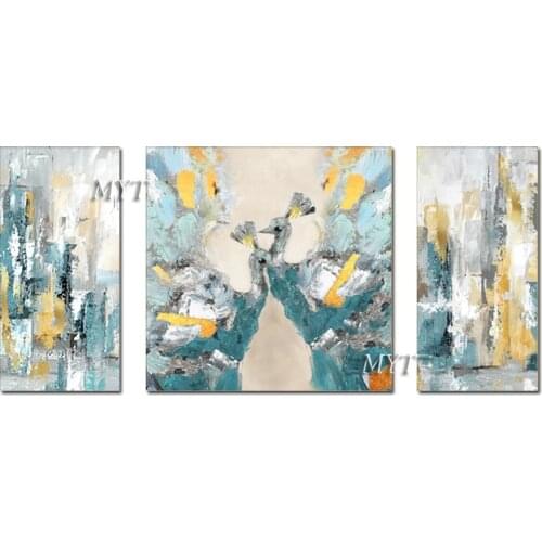 Hand-painted 3 Pieces Group Abstract Colors Oil Painting Abstract Wall Hanging Canvas Picture Art No Frame As Christmas Gift