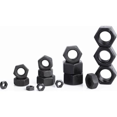 Hexagon Hex Nuts M1.6 M2 M2.5 M3 M4 M5 M6 M8 M10 M12 M14 M16 M18 M20 M22 M24 M27 M30 black oxide carbon steel metric hex nuts