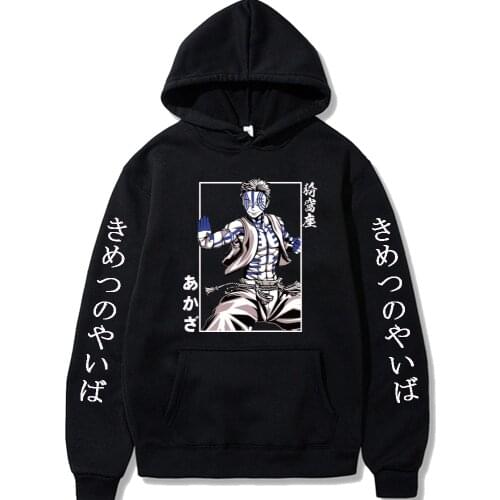 Anime Hoodie Demon Slayer Akaza Harajuku Unisex Pullovers Tops Print