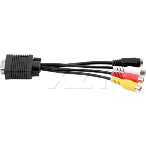 High Quality VGA SVGA 15pin Male to S-VIDEO 3 RCA Jack TV AV Converter Cable Adapter