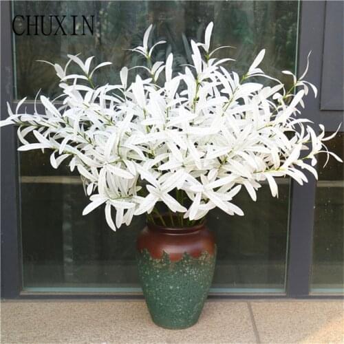 Green artificial flower silk leaf olive branch wedding home decoration fake flower green plants vase flower arrangement 90cm 1pc