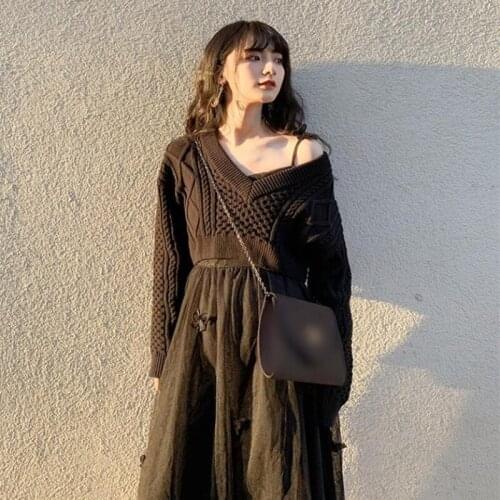 Women Japan Style Sexy Sweater O-neck Hook Flower Burrs Pullover Autumn Winter Long Sleeve Sweaters Ladies Off-shoulder Sweater