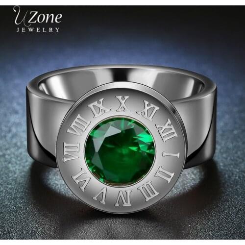 UZone Luxury Brand Wedding Birthstone Midi Ring CZ Stone Stainless Steel Replaceable Ring For Women Bride Gift