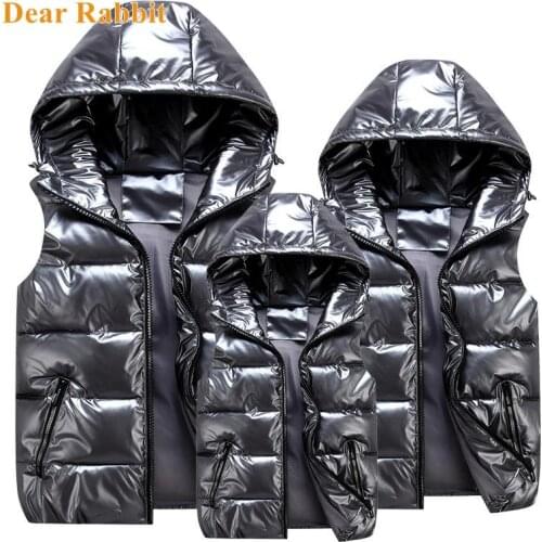 Winter Parent-Child Matching Outfits Shiny Child Waistcoat Cotton Girls Boys Vest Kids Jackets Children Outerwear For 100-185cm