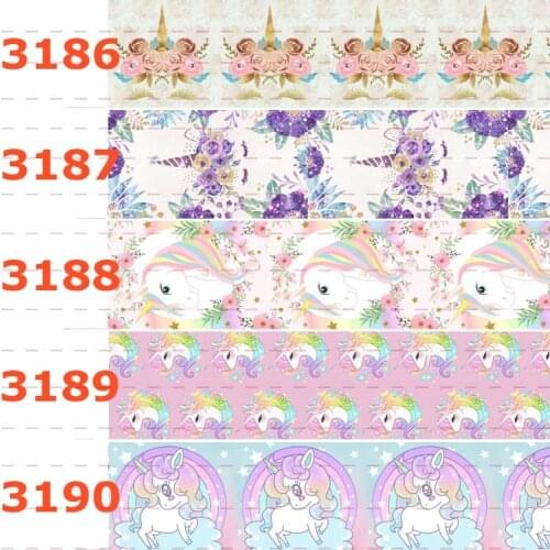 10yards -different sizes -cute Unicorn cartoon pattern printed Grosgrain ribbon