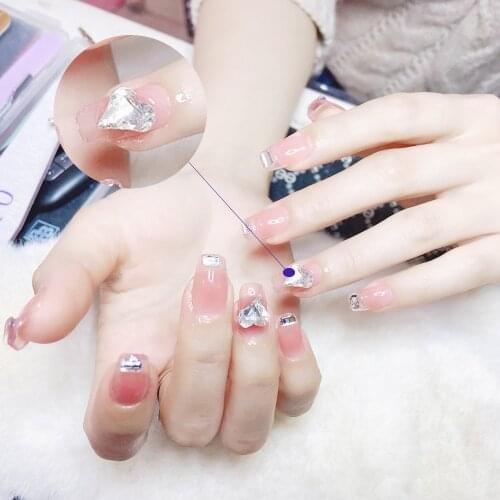 100pcs/Lot Multifacted Heart UNFlatback Rhinestones 8*9mm Golden-Base Glass Reflective/Transparent Nail Gem Charmstones 3986-400