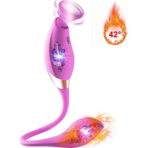 2 In 1 Sucking Vibrator For Clitoris Sucker G-Spot Stimulator Vaginal Ball Women Anal Plug Heated Dildo Female Sex Toys Adults