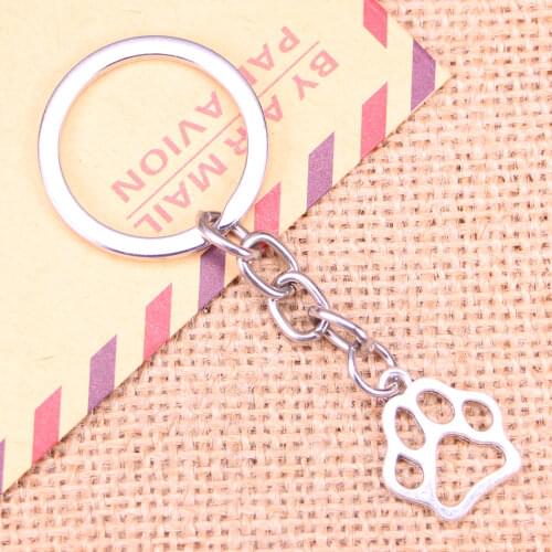 20pcs New Fashion Keychain 19x17mm dog bear paw Pendants DIY Men Jewelry Car Key Chain Ring Holder Souvenir For Gift