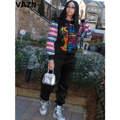 VAZN 2021 Casual Daily Long Sleeve Graffiti Pattern Harajuku Print O-neck Sexy High Street Set Sport Women Young Energetic Set