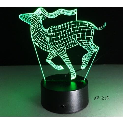 Running Deer 3D LED Lamp Creative Small Desk Lamp Visual Night Light USB Color-changing Light As Bedroom Decoration Light AW-215