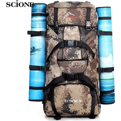 70L Big Camping Backpack Outdoor Sports Military Tactical Nylon Backpacks for Hiking Mountain Climbing Molle Rucksack XA574YL