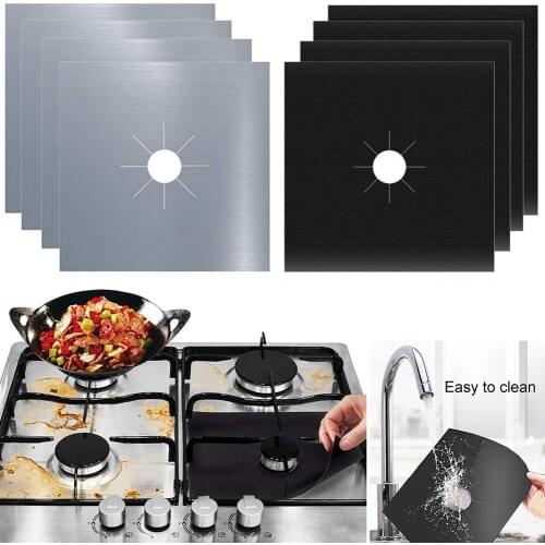 8/4/2pcs 27*27cm Gas Stove Protectors Heat Resistant Non-Stick Stovetop Burner Mat Cooker Cover Liner for Kitchen Cleaning Tools
