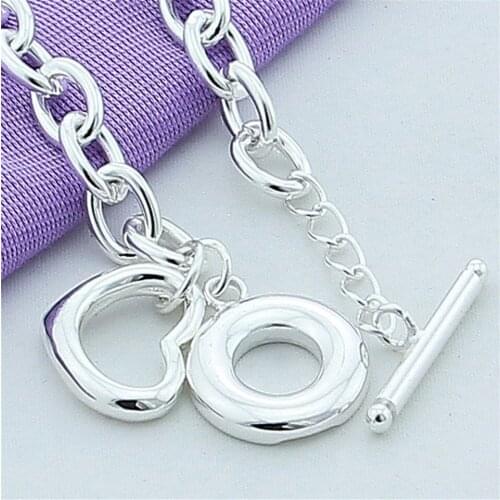 925 Sterling Silver TO Clasp Classic Heart Bracelets For Women Wedding Engagement Luxury Christmas Gift Jewelry Gift