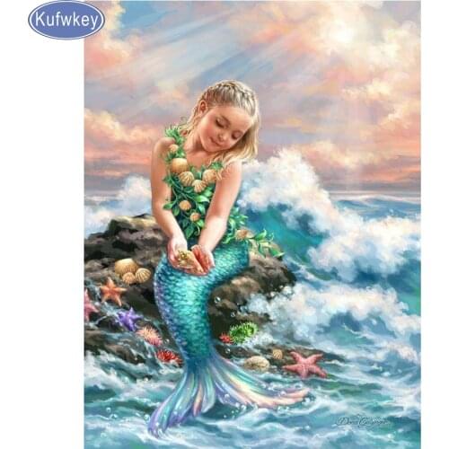5D DIY Diamond Painting "Mermaid angel girl" Embroidery Full Square Diamond Cross Stitch Rhinestone Mosaic Painting Home Decor