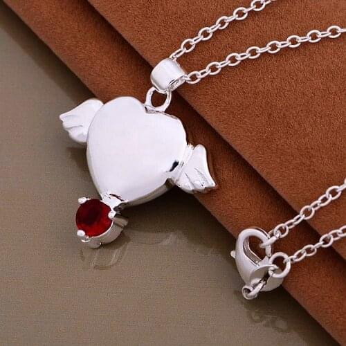 AN914 Trendy wholesale Necklace fashion jewelry pendant Flying heart inlaid red stone /chzakzga cnzalfga