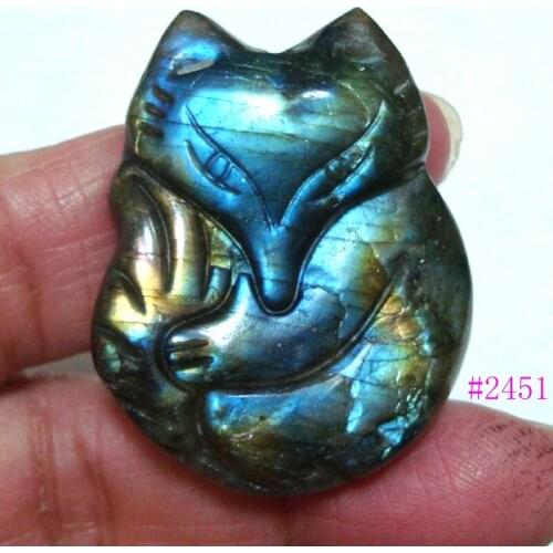 Free Shipping Natural Labradorite Carved Fox Suitable for pendants Women Man Jewelry accessories weddings parties birthday gift