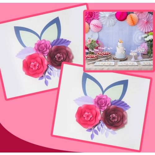 Cardstock Mix DIY Paper Flowers Leaves Ears Set For Baby Shower Birthday Backdrops Decorations Nursery Wall Deco Video Tutorials