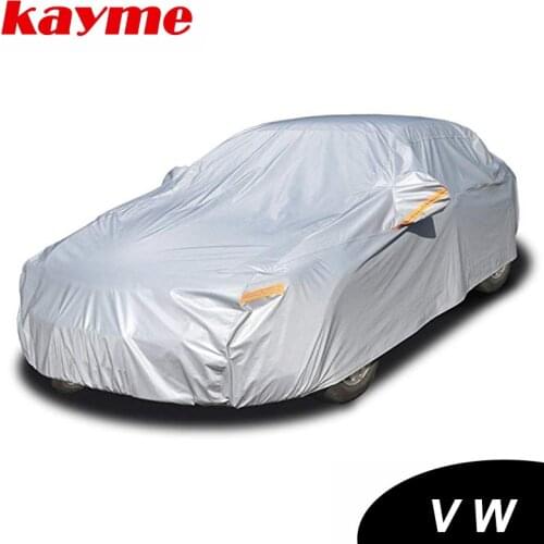 Kayme aluminium Waterproof car covers super sun protection dust Rain car cover full universal auto suv protective for Volkswagen