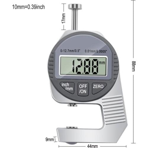 E7CB Digital Thickness Gauge Thickness Measuring Tool with LCD Display 0.0005" (0.01mm) Resolution for Engineer Use