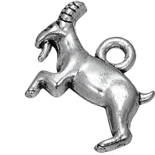 Zinc Alloy Billy Goat Capricorn Animal Antique Silver Charm
