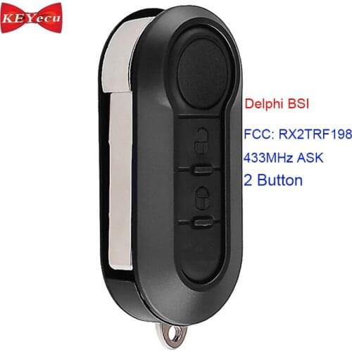 KEYECU for Fiat 500L MPV Ducato for Citroen Jumper for Peugeot Boxer Remote Key Fob (Delphi BSI) 2Btn ID46 Chip 433MHz RX2TRF198