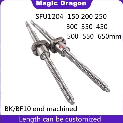 Machined 1204 Ball Screw SFU1204 150 200 250 300 400 500 600 800 1000mm C7 Roller Ballscrew With Single Ball Nut For CNC Parts