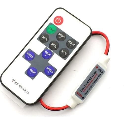 Mini DC12V Led Controller Dimmer 12A Wireless RF Remote To Control Single Color Strip Lighting 3528 5050 Led Strip