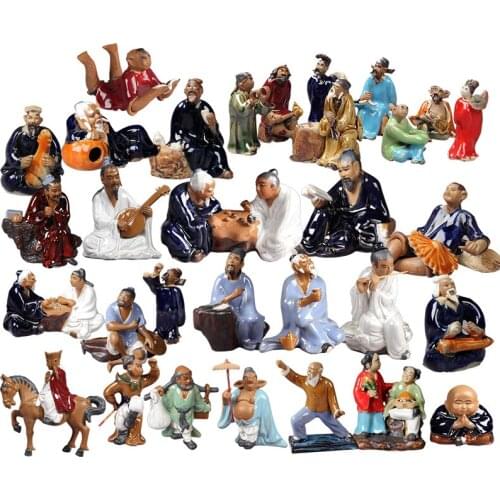 Miniatures Color Ceramic Chinese Classical Figures Rockery Bonsai Aquarium Landscape Crafts Statue Mini Garden Home Decoration