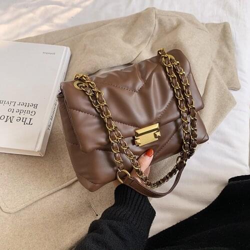 Fashion Lingge Chains Women Shoulder Bags Designer Quilted Handbags Luxury Pu Leather Crossbody Bag Lady Small Flap Purses