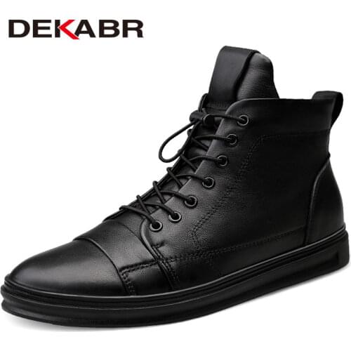 DEKABR Men Boots New Fashion Style Waterproof Men Winter Shoes Men Plus Fur Snow Boots Casual Warm Ankle Boots Size 38~48