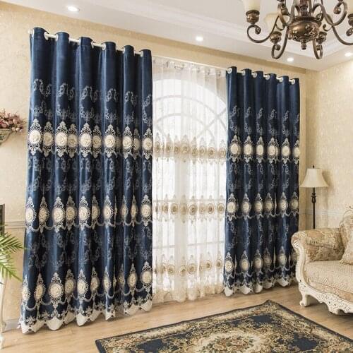2021 New New Thickened Shading Embossed Rope Embroidered Curtains European-style Luxury Living Room Bedroom Curtains