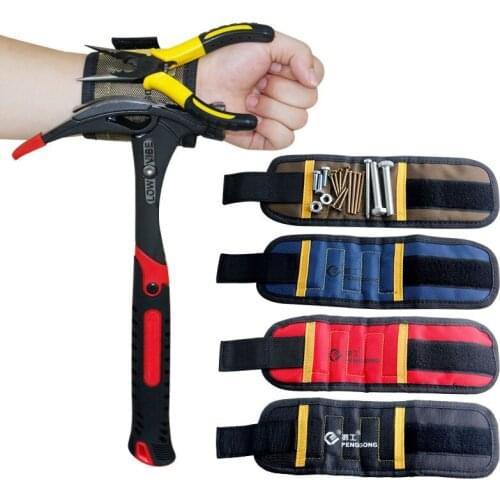 Strong Magnetic Wristband Portable Tool Bag Screw Nail Nut Bolt Drill Bit Repair Kit Work at Height Organizer Storage Bag E12103