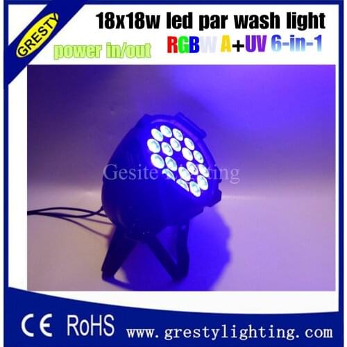 Stage Light 18*18W Led Par Light RGBWA UV 6IN1 UV WIRELESS DMX Par Can DJ Uplighting Up Light Black Color Aluminum