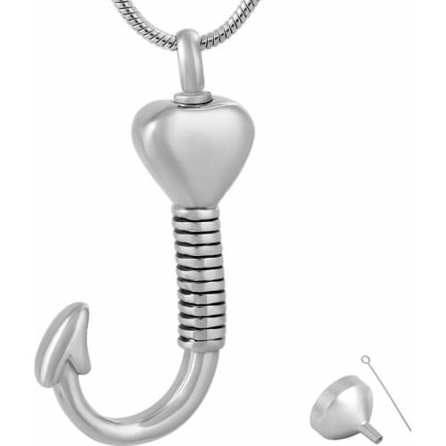 Heart Fish Hook Urn Necklace for Ashes Jewelry Pendant Cremation Necklaces for Ashes Memorial Jewelry