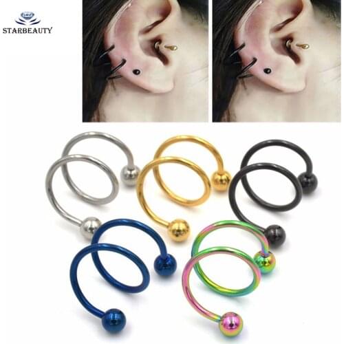 1Pc 16g~1.2mm 5 Color Double Twister Spiral Ear Cartilage Hedix Piering Helix Piercing Nose Ring Body Jewelry
