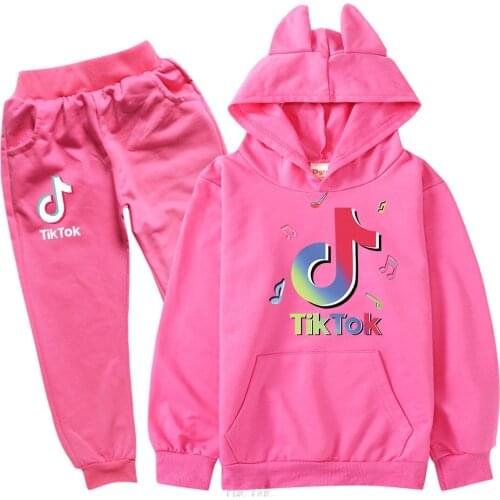 TIK TOK Kids Tracksuit Autumn boy Clothing Sets Cartoon Children Boys Girls Clothes Kids Hooded Pants 2 Pcs Suits