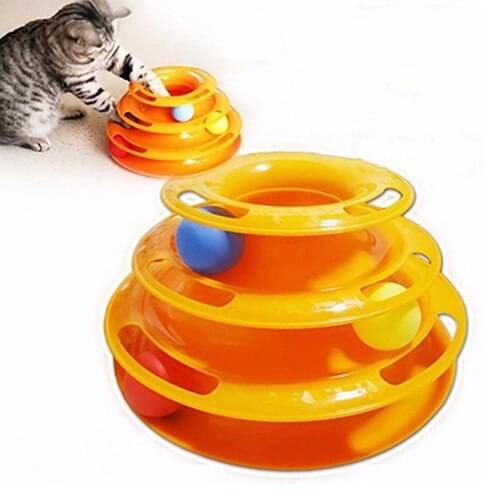 Pet Toy Games Funny Interactive Trilaminar Disk Plate Ball Cat Kitten Play Teaser