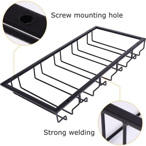 Iron Art Glass Cup Holder Durable Wine Glass Rack Wine Glass Hanger Wine Glass Hanging Stand for Bar Home (Black, 5-Slot )