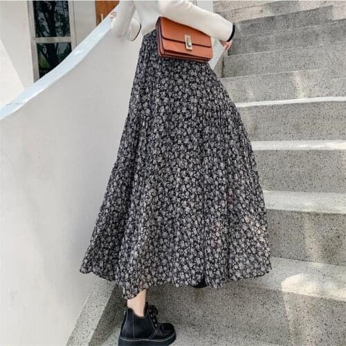 Print Ruffles Long Skirt Ladies High Waist Elastic Large Size M-6XL 7XL Elegant Skirts Female 2020 Spring Summer Tide Clothes